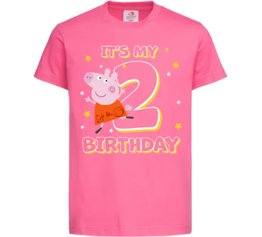 Дитяча футболка Свинка Пеппа Мій 2 День Народження Яскраво-рожевий фото