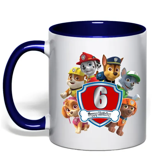 Чашка з кольоровою ручкою Paw Patrol 6 Birthday Глибокий темно-синій фото