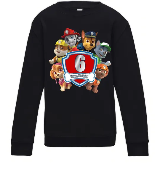 Дитячий світшот Paw Patrol 6 Birthday Чорний фото