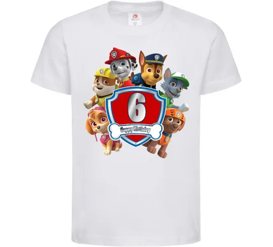 Дитяча футболка Paw Patrol 6 Birthday Білий фото