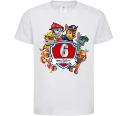 Дитяча футболка Paw Patrol 6 Birthday Білий фото