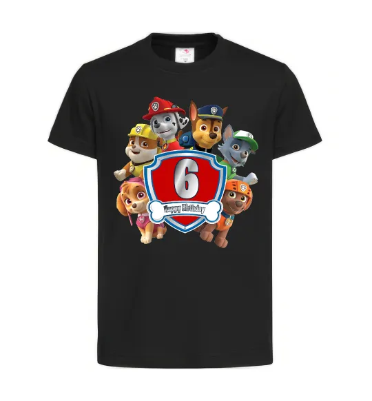 Детская футболка Paw Patrol 6 Birthday Черный фото