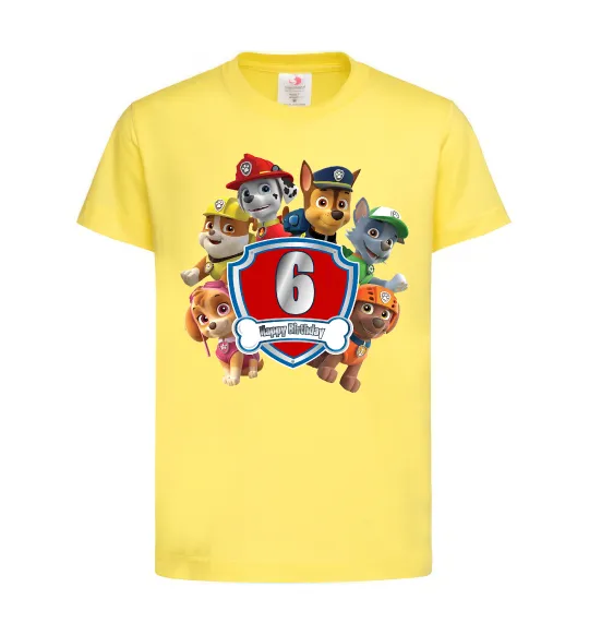 Детская футболка Paw Patrol 6 Birthday Лимонный фото