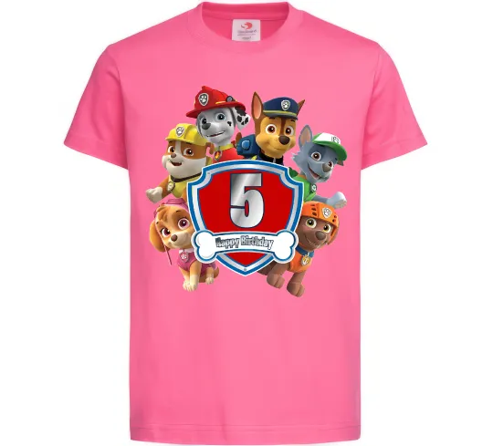 Детская футболка Щенячий патруль 5 День Народження Ярко-розовый фото