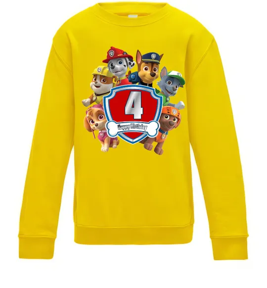 Дитячий світшот Paw Patrol 4 birthday Сонячно жовтий фото