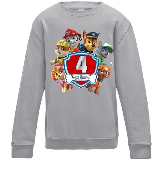 Дитячий світшот Paw Patrol 4 birthday Сірий меланж фото