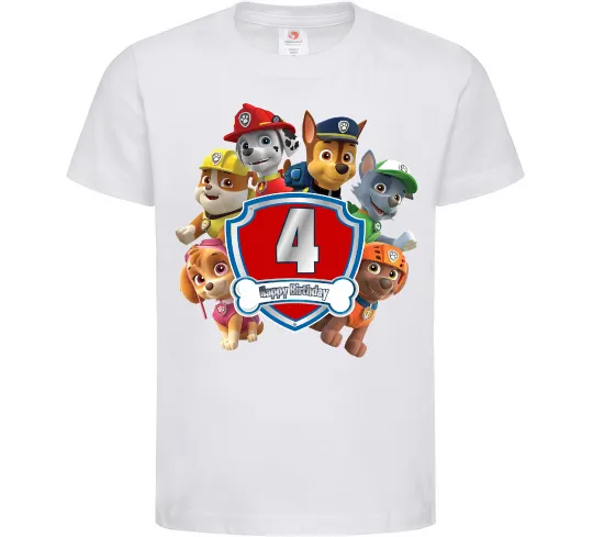 Дитяча футболка Paw Patrol 4 birthday Білий фото