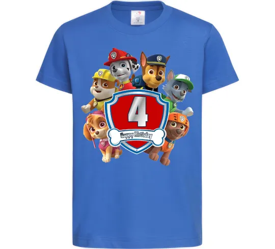 Дитяча футболка Paw Patrol 4 birthday Яскраво-синій фото