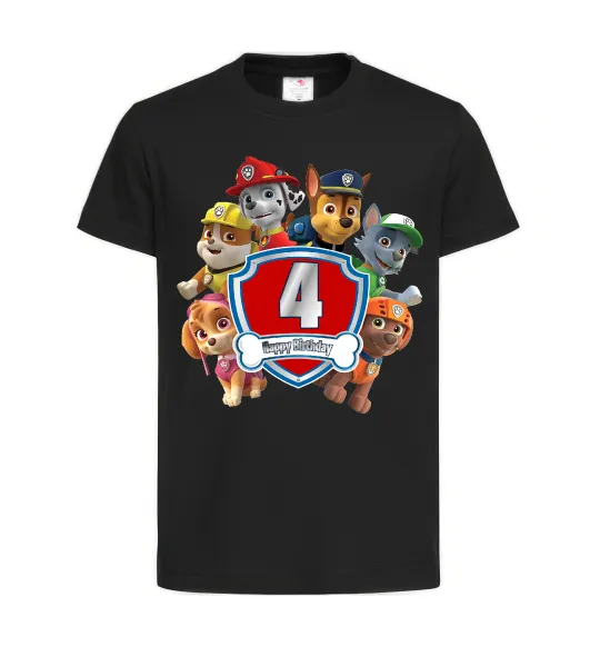 Детская футболка Paw Patrol 4 birthday Черный фото