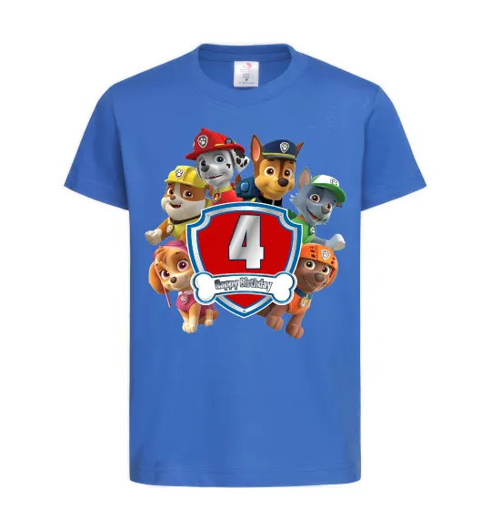 Детская футболка Paw Patrol 4 birthday Ярко-синий фото