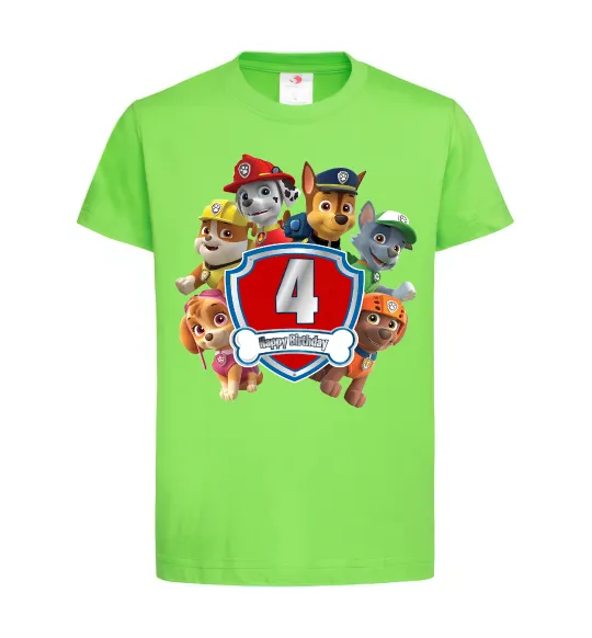 Детская футболка Paw Patrol 4 birthday Лаймовый фото