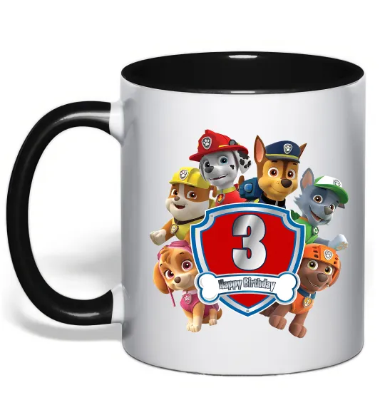 Чашка с цветной ручкой Paw patrol 3 Birthday Черный фото