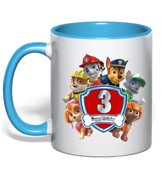Чашка с цветной ручкой Paw patrol 3 Birthday Голубой фото