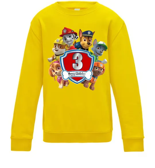 Детский Свитшот Paw patrol 3 Birthday Солнечно желтый фото