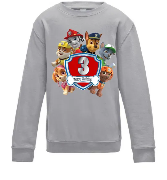 Детский Свитшот Paw patrol 3 Birthday Серый меланж фото