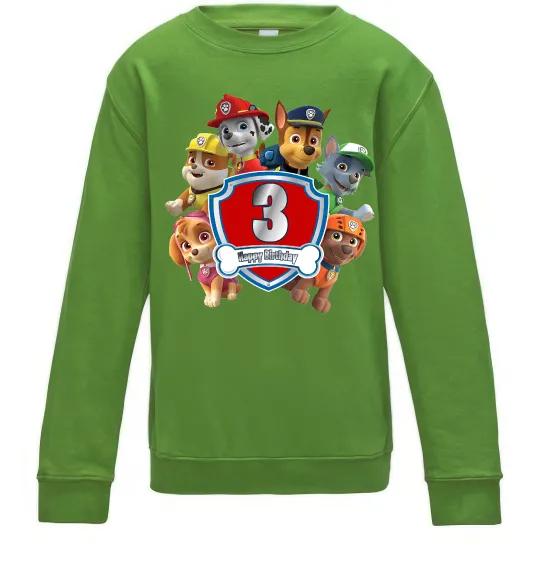 Детский Свитшот Paw patrol 3 Birthday Лаймовый фото