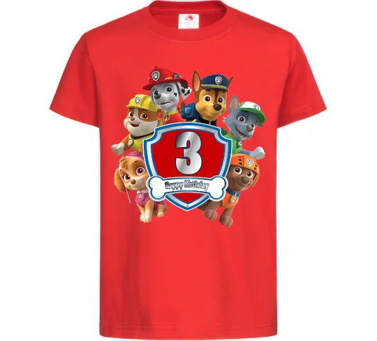 Дитяча футболка Paw patrol 3 Birthday Червоний фото