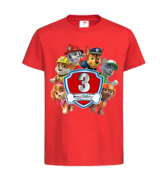 Детская футболка Paw patrol 3 Birthday Красный фото