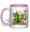 Чашка з кольоровою ручкою Minecraft birthday 10 Ніжно рожевий фото