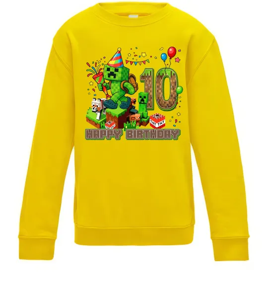 Дитячий світшот Minecraft birthday 10 Сонячно жовтий фото