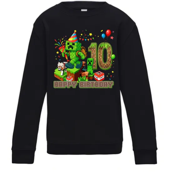 Дитячий світшот Minecraft birthday 10 Чорний фото
