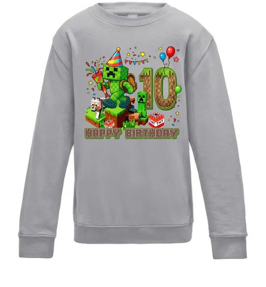 Дитячий світшот Minecraft birthday 10 Сірий меланж фото