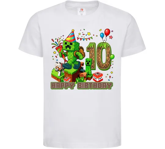 Дитяча футболка Minecraft birthday 10 Білий фото