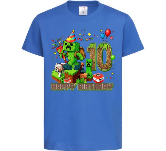 Дитяча футболка Minecraft birthday 10 Яскраво-синій фото