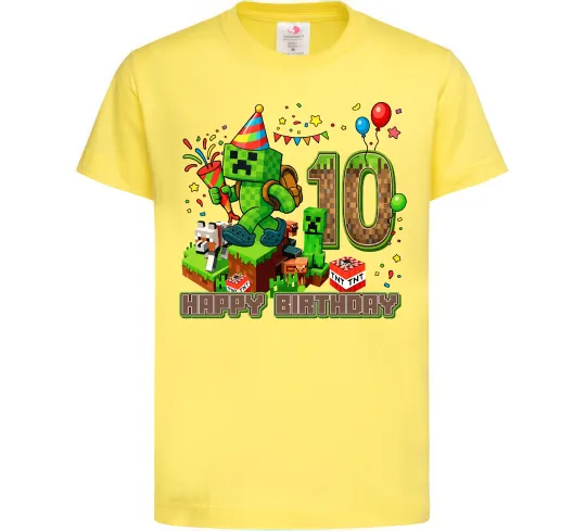Дитяча футболка Minecraft birthday 10 Лимонний фото