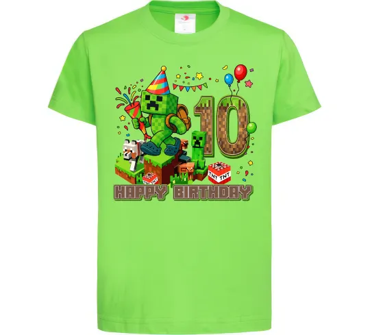 Дитяча футболка Minecraft birthday 10 Лаймовий фото