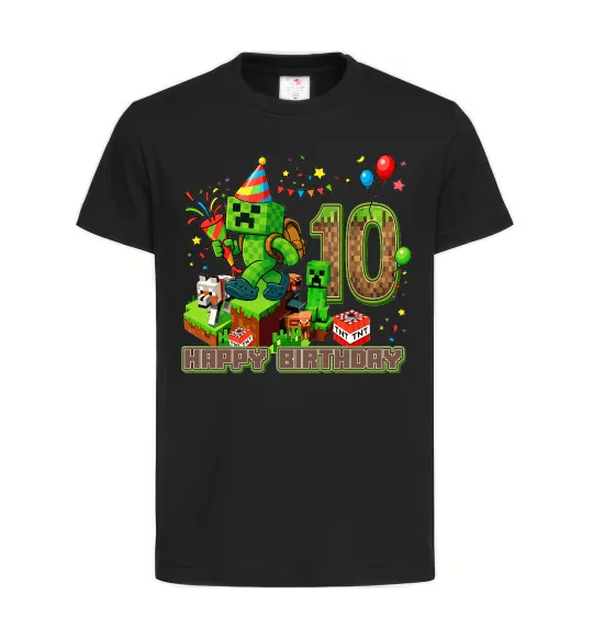 Детская футболка Minecraft birthday 10 Черный фото