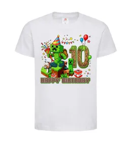 Детская футболка Minecraft birthday 10 Белый фото