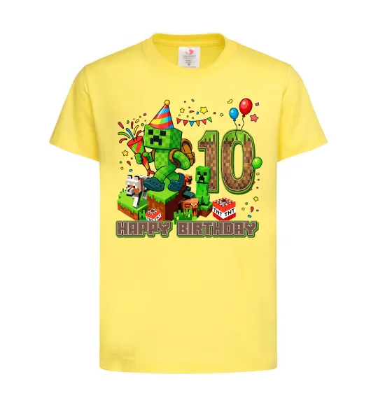 Детская футболка Minecraft birthday 10 Лимонный фото
