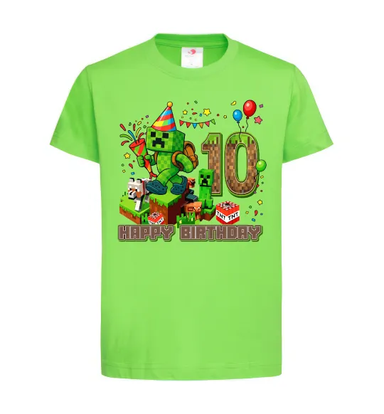 Детская футболка Minecraft birthday 10 Лаймовый фото