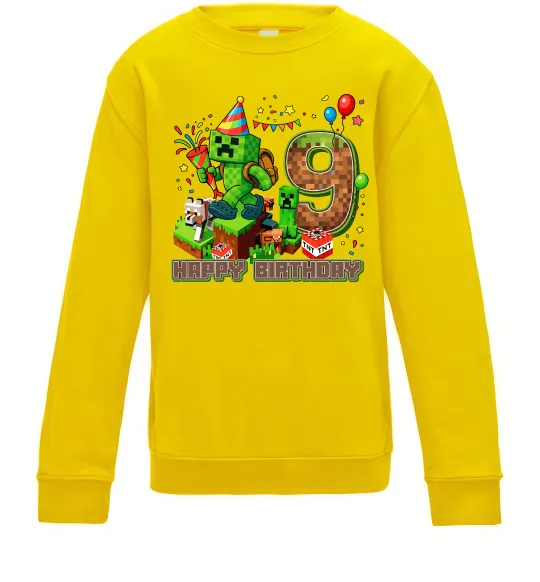 Дитячий світшот Minecraft birthday 9 Сонячно жовтий фото
