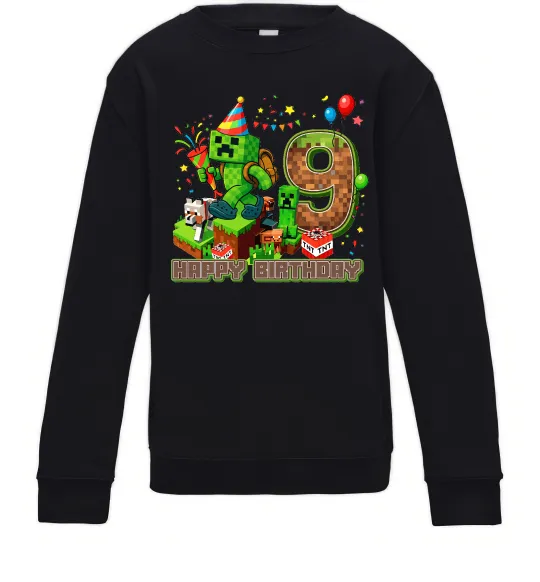 Дитячий світшот Minecraft birthday 9 Чорний фото