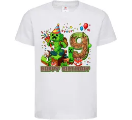 Дитяча футболка Minecraft birthday 9 Білий фото