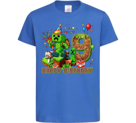 Дитяча футболка Minecraft birthday 9 Яскраво-синій фото