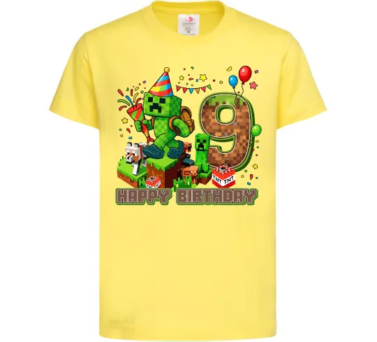 Дитяча футболка Minecraft birthday 9 Лимонний фото