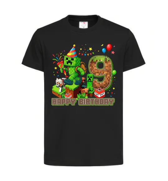 Детская футболка Minecraft birthday 9 Черный фото