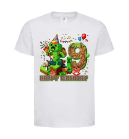Детская футболка Minecraft birthday 9 Белый фото