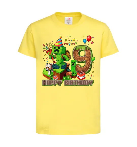 Детская футболка Minecraft birthday 9 Лимонный фото