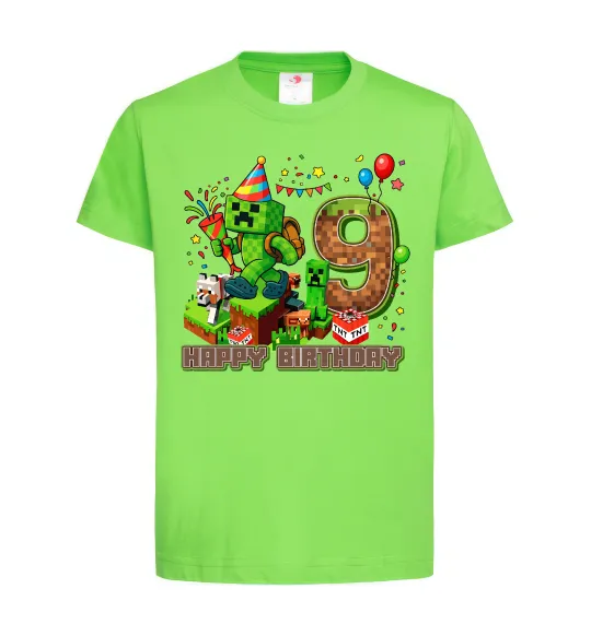 Детская футболка Minecraft birthday 9 Лаймовый фото