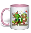 Чашка з кольоровою ручкою Minecraft Birthday 8 Ніжно рожевий фото