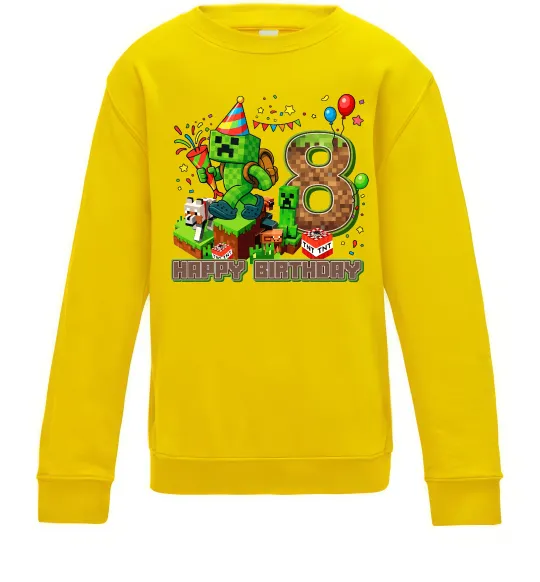 Дитячий світшот Minecraft Birthday 8 Сонячно жовтий фото