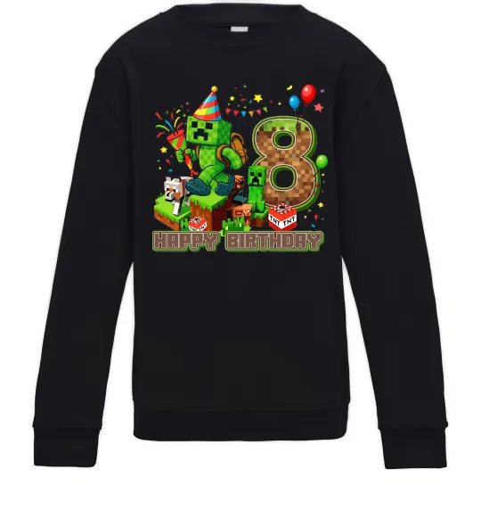 Дитячий світшот Minecraft Birthday 8 Чорний фото