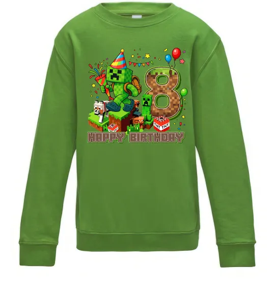 Дитячий світшот Minecraft Birthday 8 Лаймовий фото