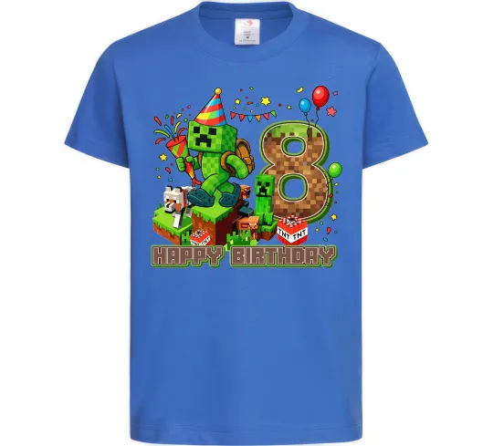 Дитяча футболка Minecraft Birthday 8 Яскраво-синій фото