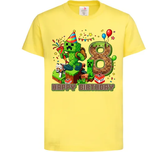 Дитяча футболка Minecraft Birthday 8 Лимонний фото
