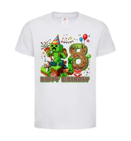Детская футболка Minecraft Birthday 8 Белый фото